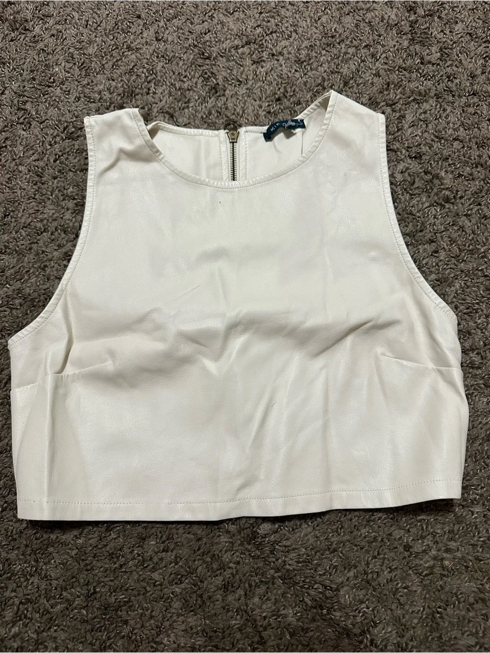 Women's Cream Sleeveless Crop Top